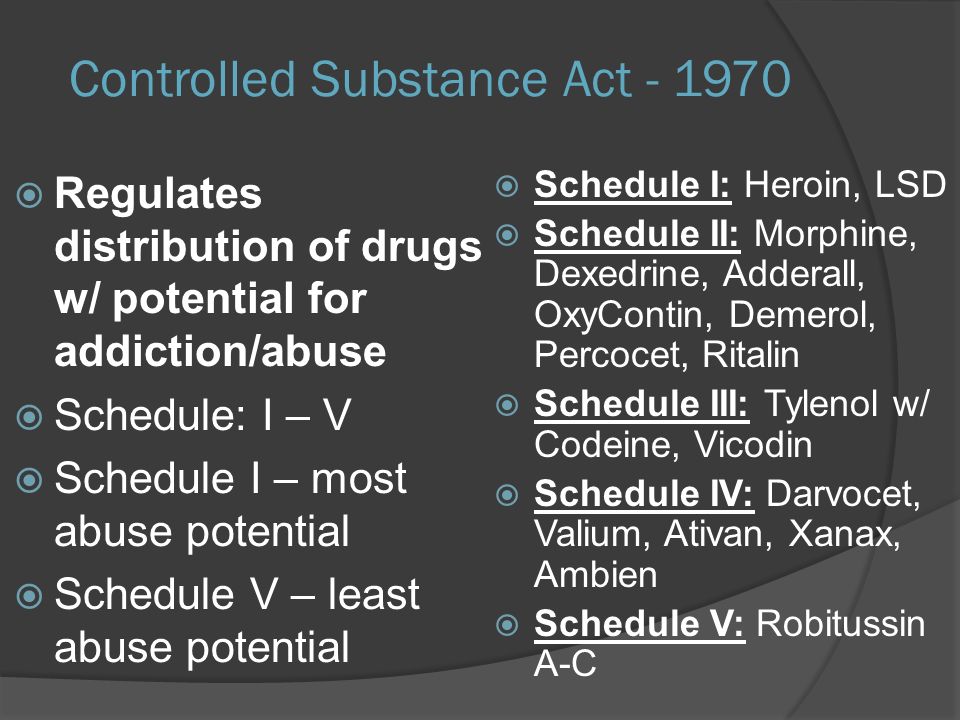 THE CONTROLLED DRUGS AND SUBSTANCES ACT GOVERNS THE DISTRIBUTION AND USE OF DIAZEPAM